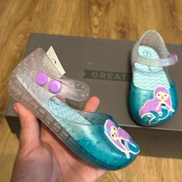 Cat & Jack mermaid rubber flats shoes strap size 7 girl toddler - Picture 1 of 5